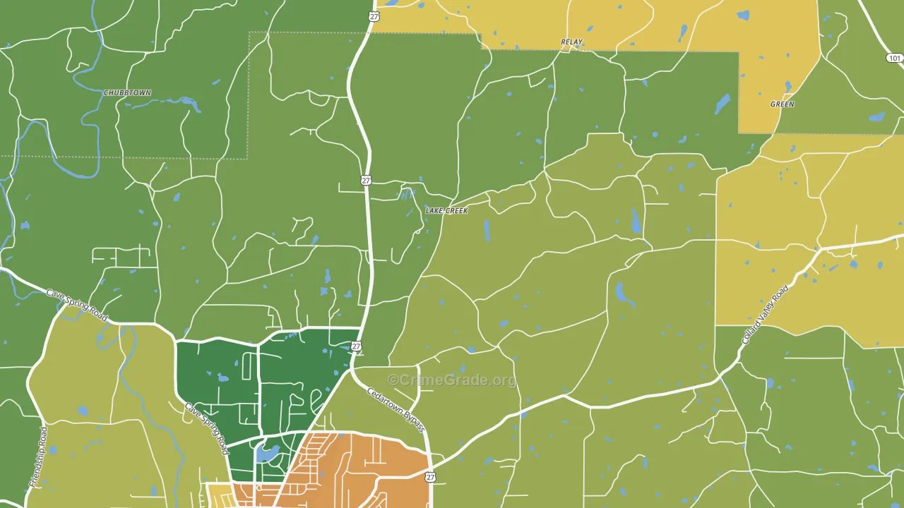 Lake Creek, GA Map of Assault Rates