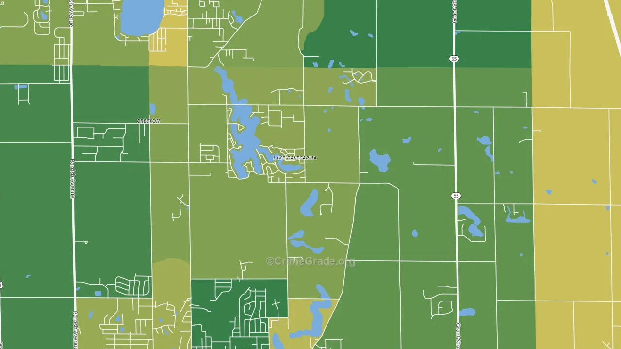 Lake Dalecarlia, IN Map of Assault Rates