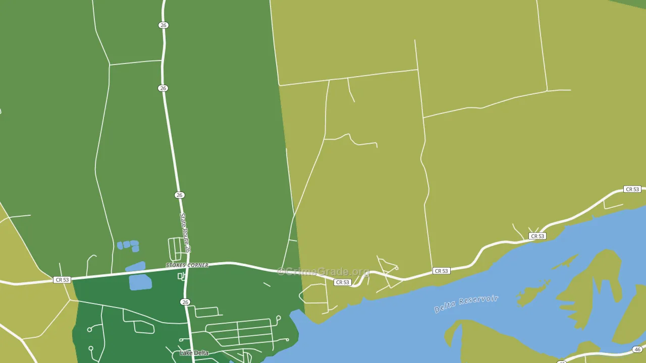 Lake Delta, NY Map of Assault Rates