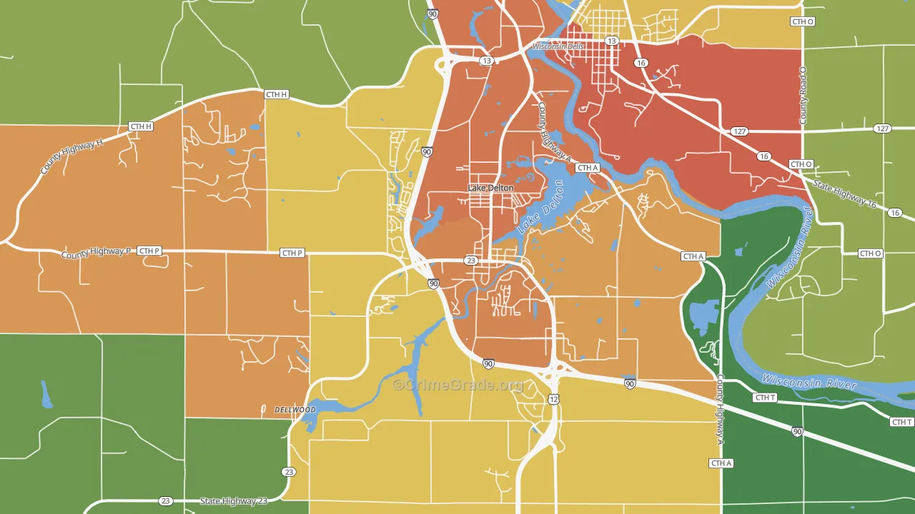 Lake Delton, WI Map of Assault Rates