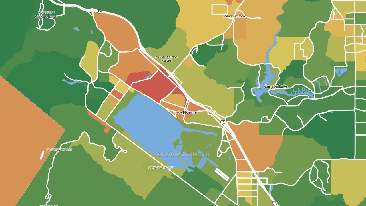 Lake Elsinore, CA Map of Assault Rates