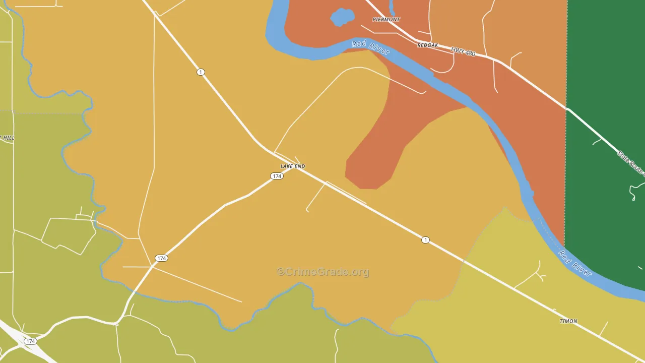 Lake End, LA Map of Assault Rates