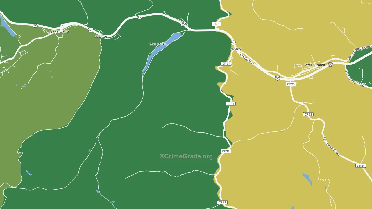 Lake Floyd, WV Map of Assault Rates