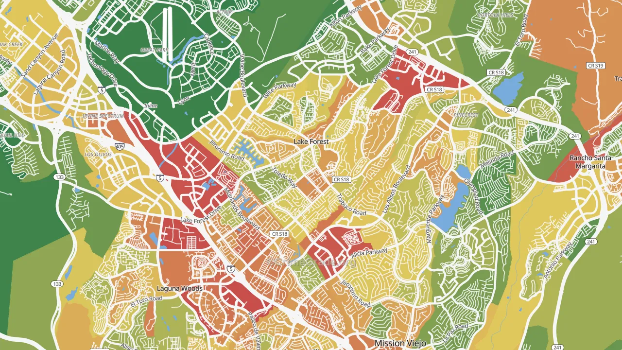 Lake Forest, CA Map of Assault Rates