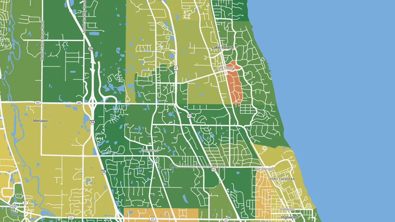 Lake Forest, IL Map of Assault Rates