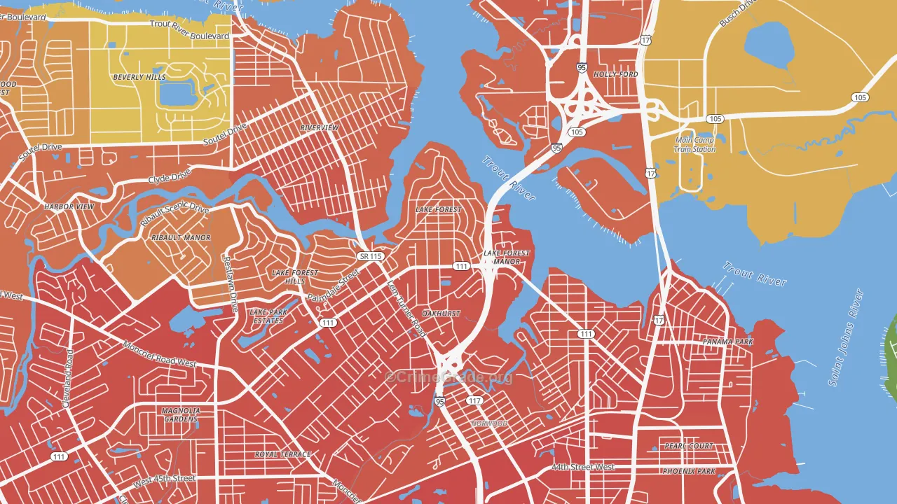 Lake Forest, Jacksonville, FL Map of Assault Rates
