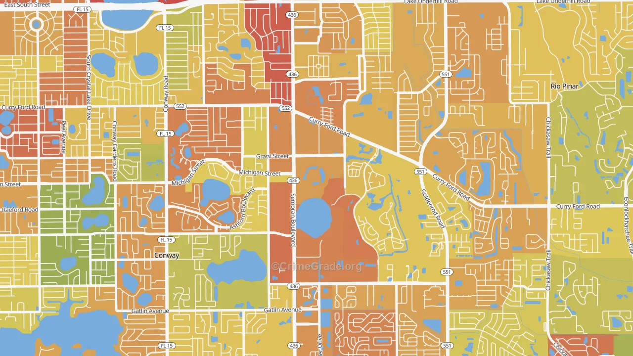 Lake Frederica, Orlando, FL Map of Assault Rates