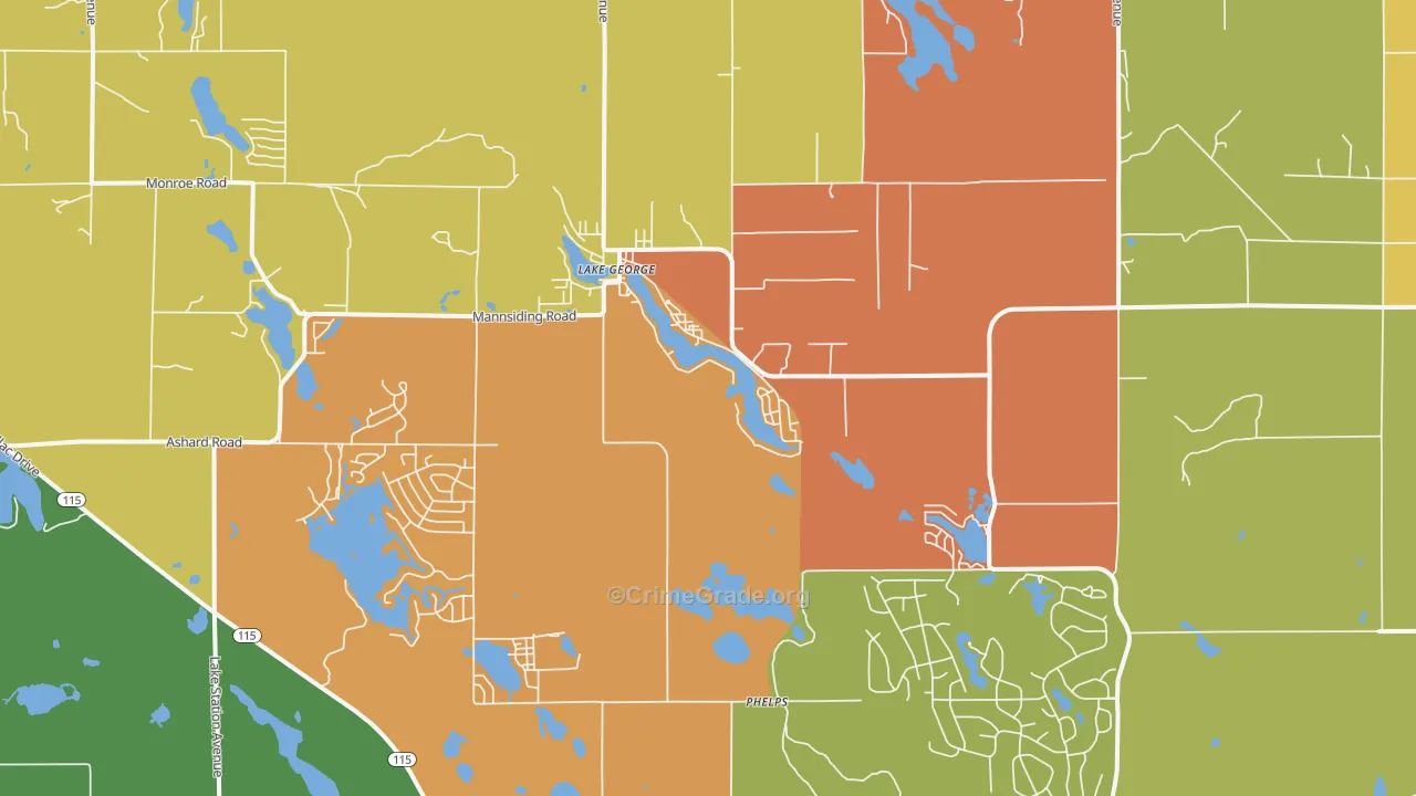 Lake George, MI Map of Assault Rates