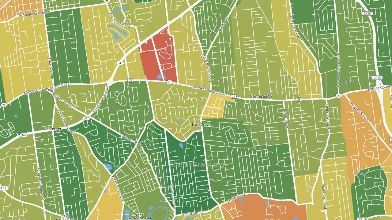 Lake Grove, NY Map of Assault Rates