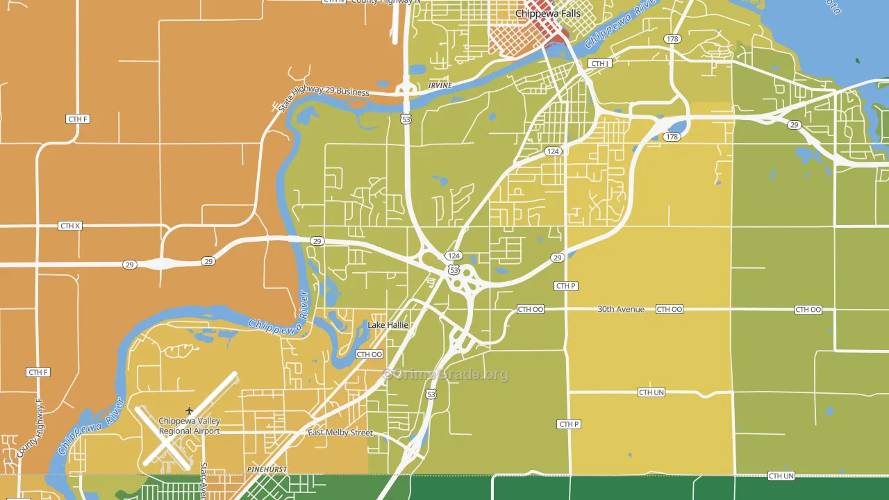 Lake Hallie, WI Map of Assault Rates