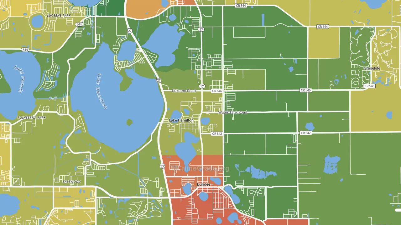 Lake Hamilton, FL Map of Assault Rates