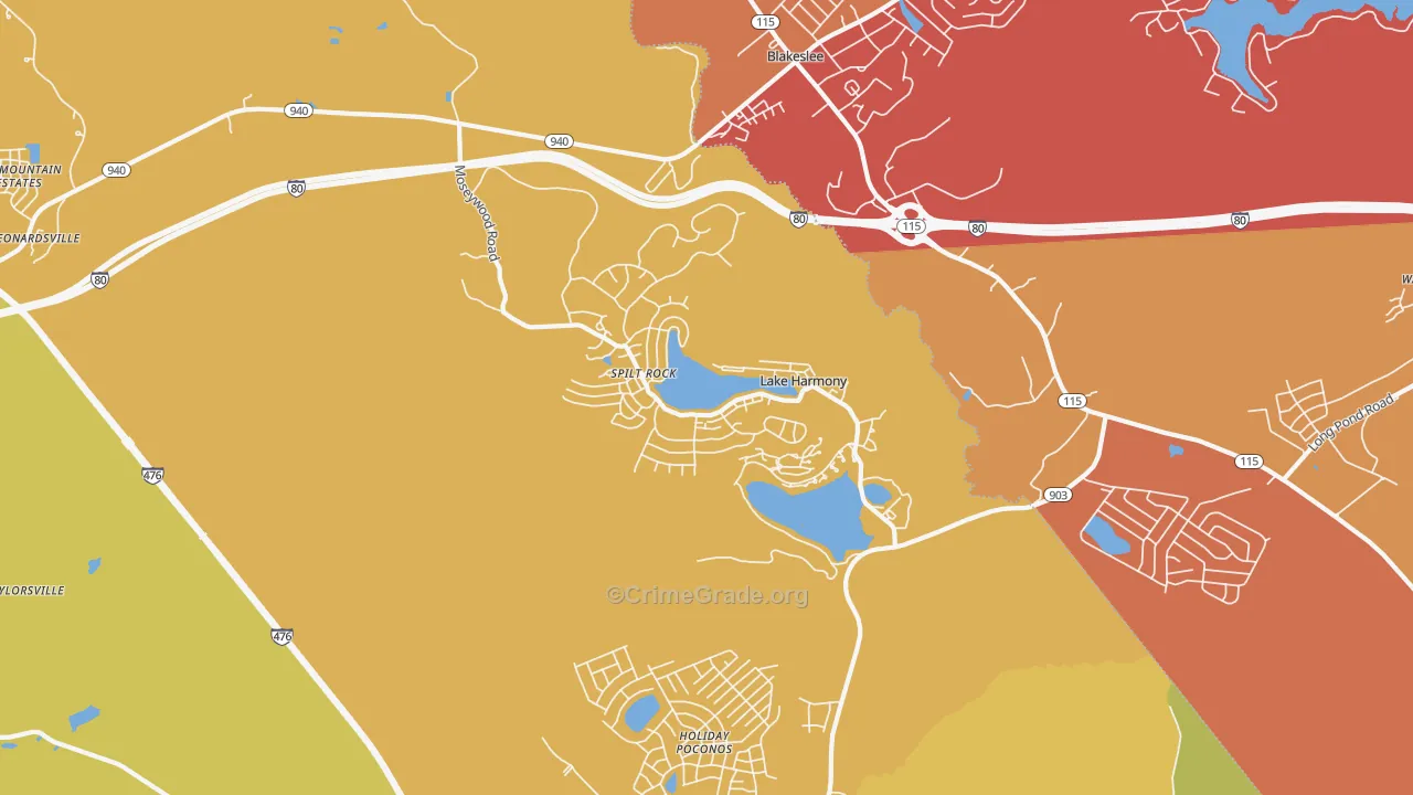 Lake Harmony, PA Map of Assault Rates