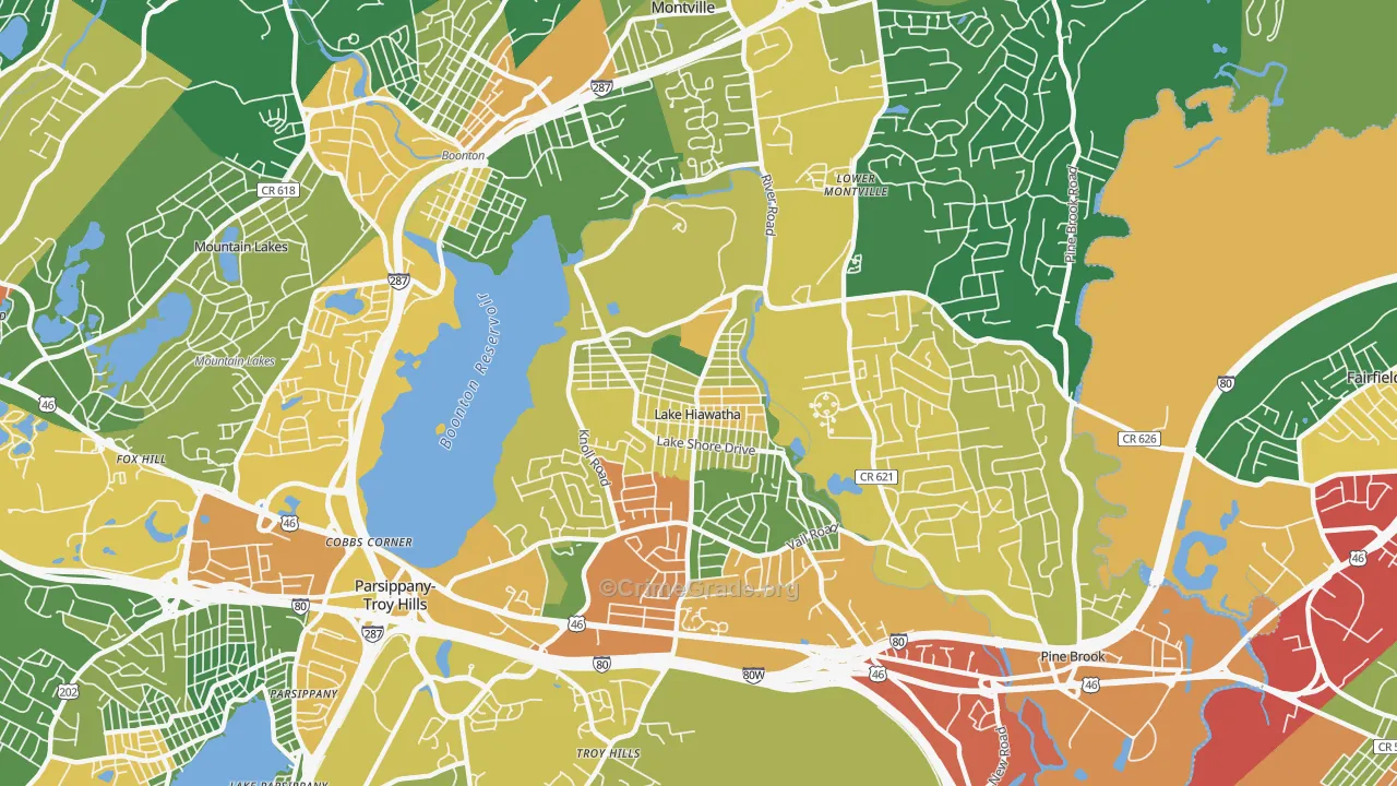 Lake Hiawatha, NJ Map of Assault Rates