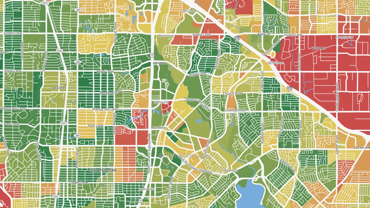 Lake Highlands, Dallas, TX Map of Assault Rates