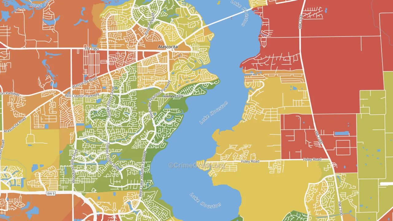 Lake Houston, Houston, TX Map of Assault Rates