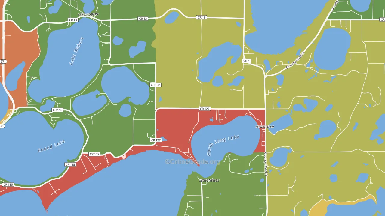 Lake Hubert, MN Map of Assault Rates