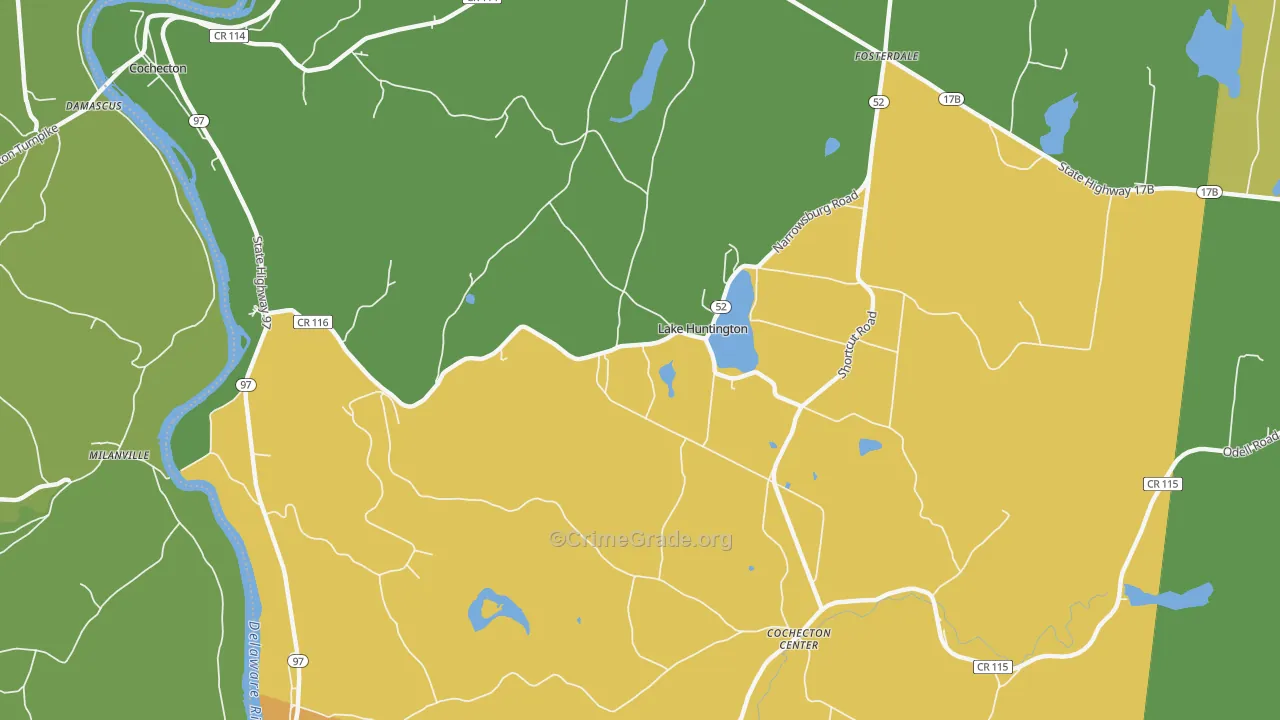 Lake Huntington, NY Map of Assault Rates
