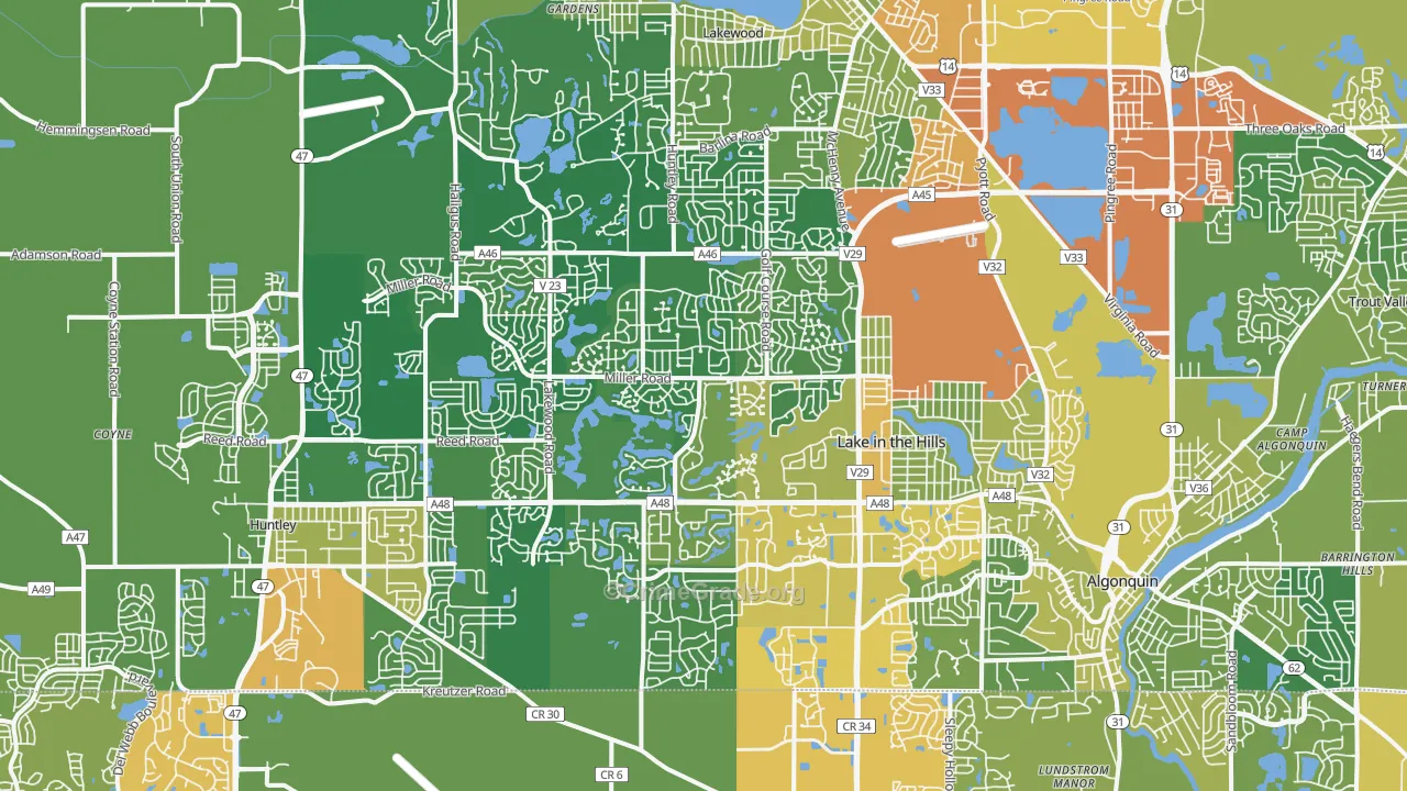 Lake in the Hills, IL Map of Assault Rates