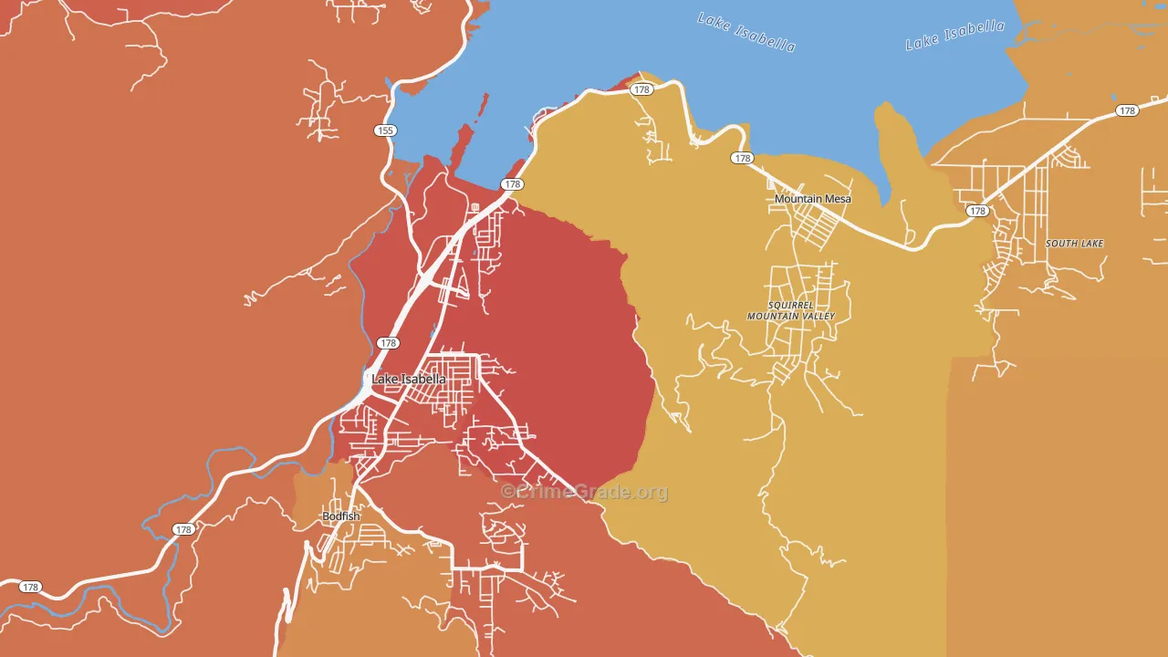 Lake Isabella, CA Map of Assault Rates