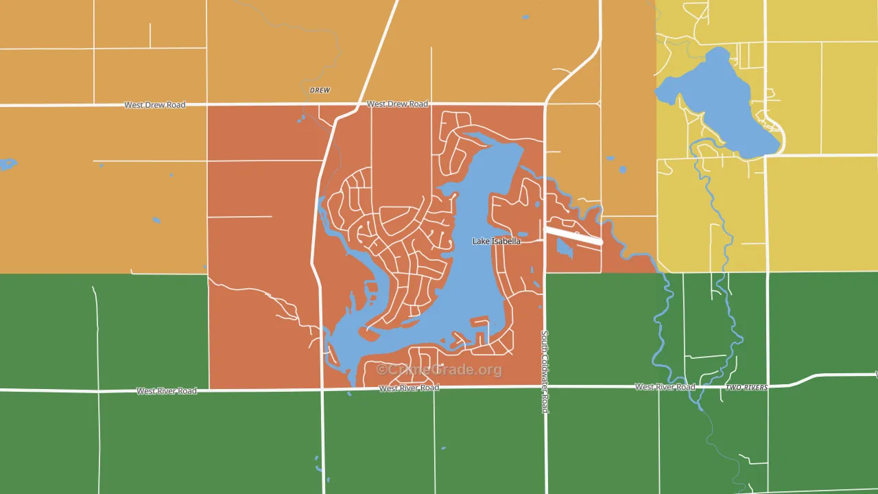 Lake Isabella, MI Map of Assault Rates