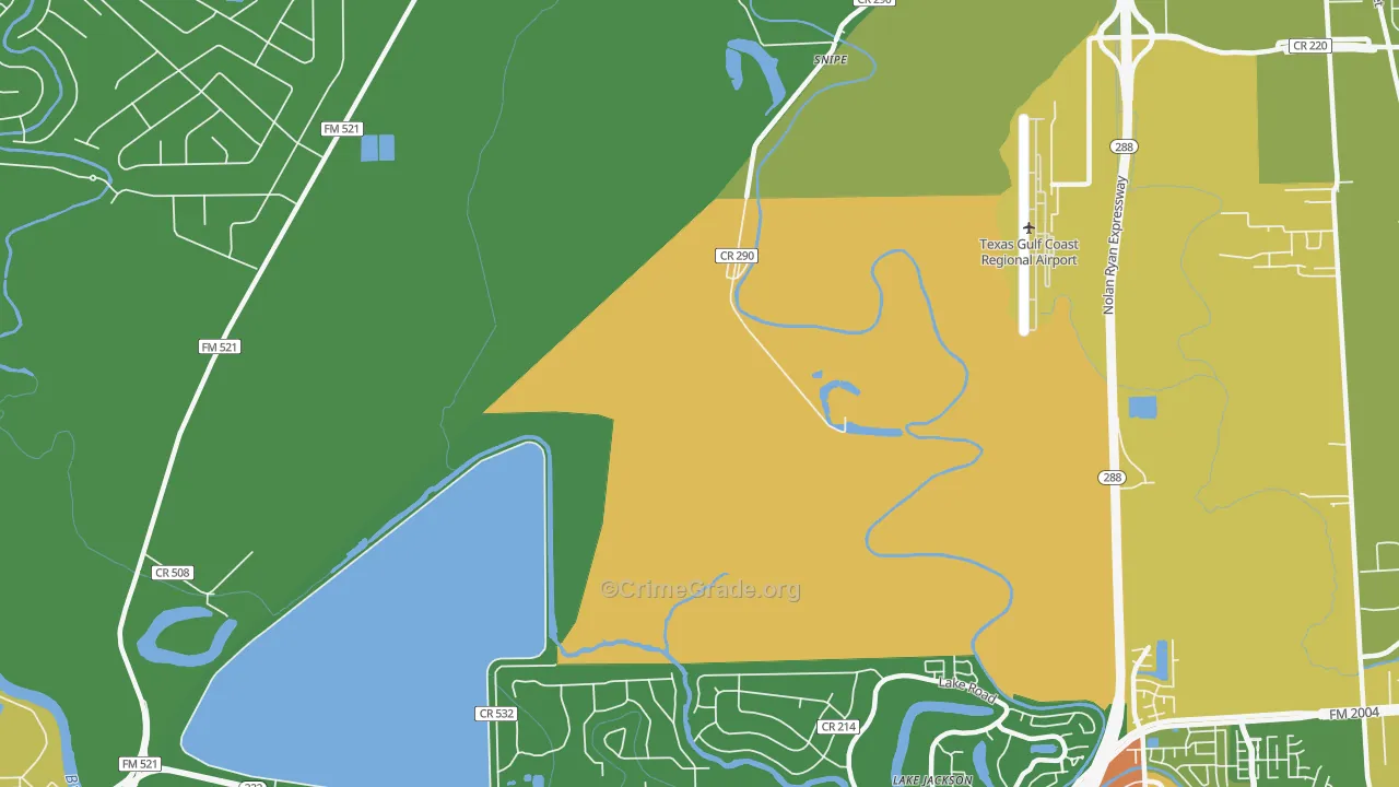 Lake Jackson Farms, TX Map of Assault Rates
