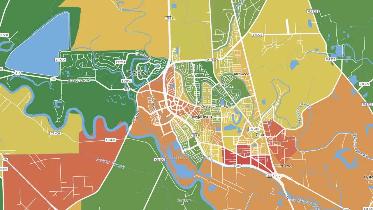 Lake Jackson, TX Map of Assault Rates