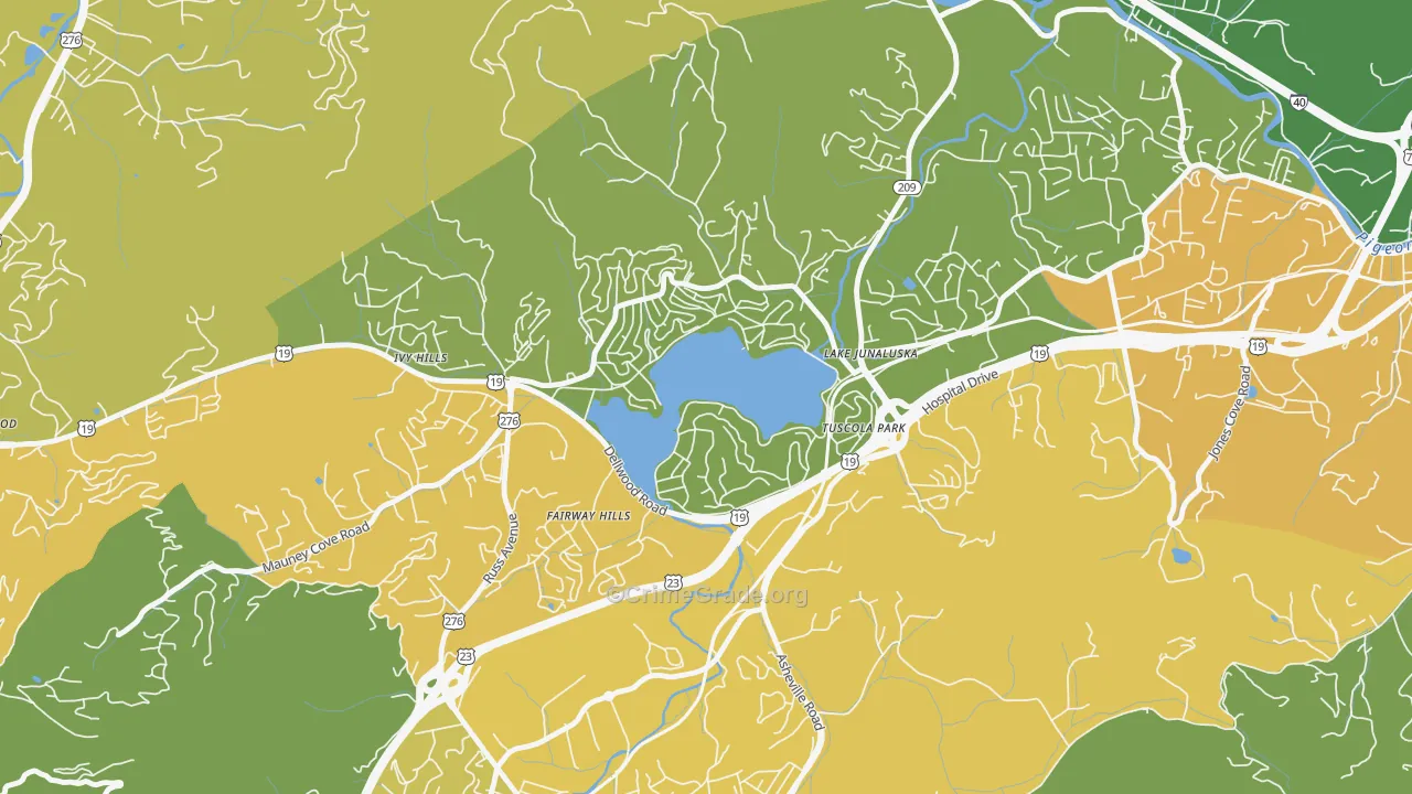 Lake Junaluska, NC Map of Assault Rates
