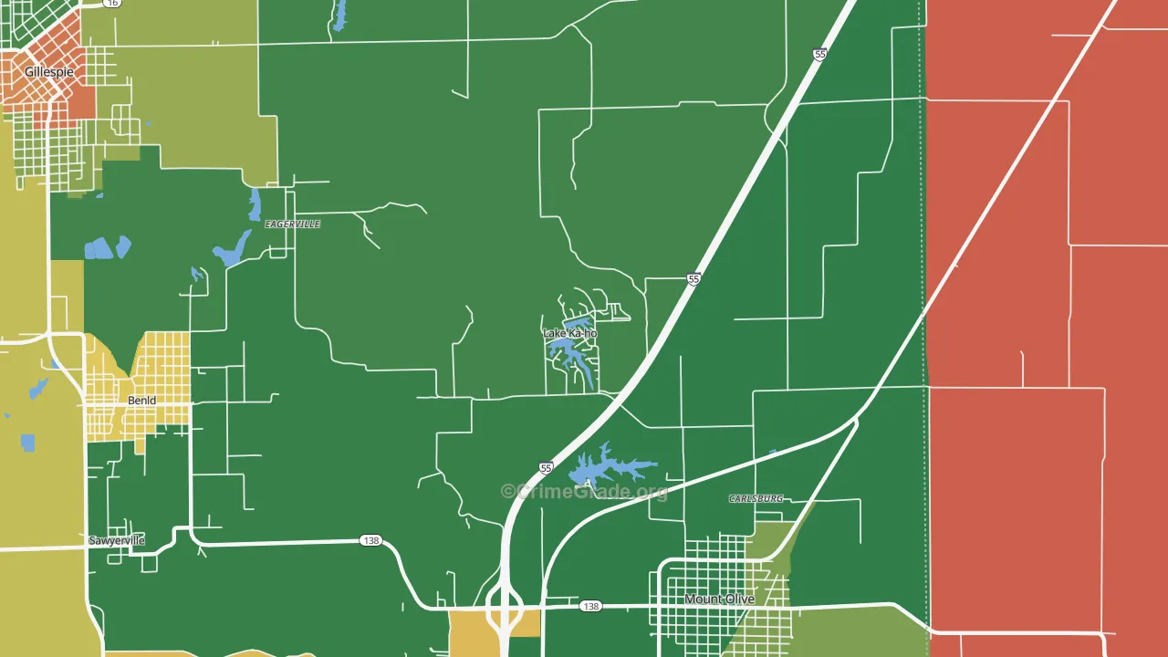 Lake Ka-ho, IL Map of Assault Rates