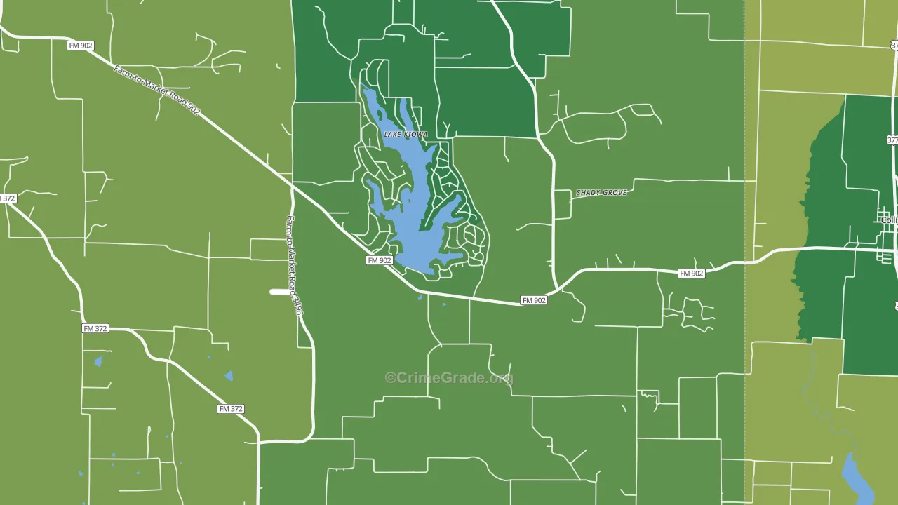 Lake Kiowa, TX Map of Assault Rates