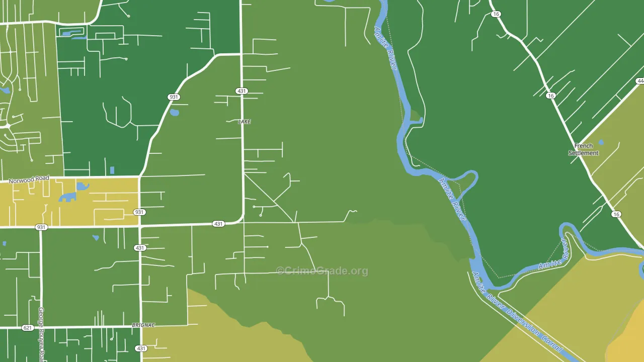 Lake, LA Map of Assault Rates