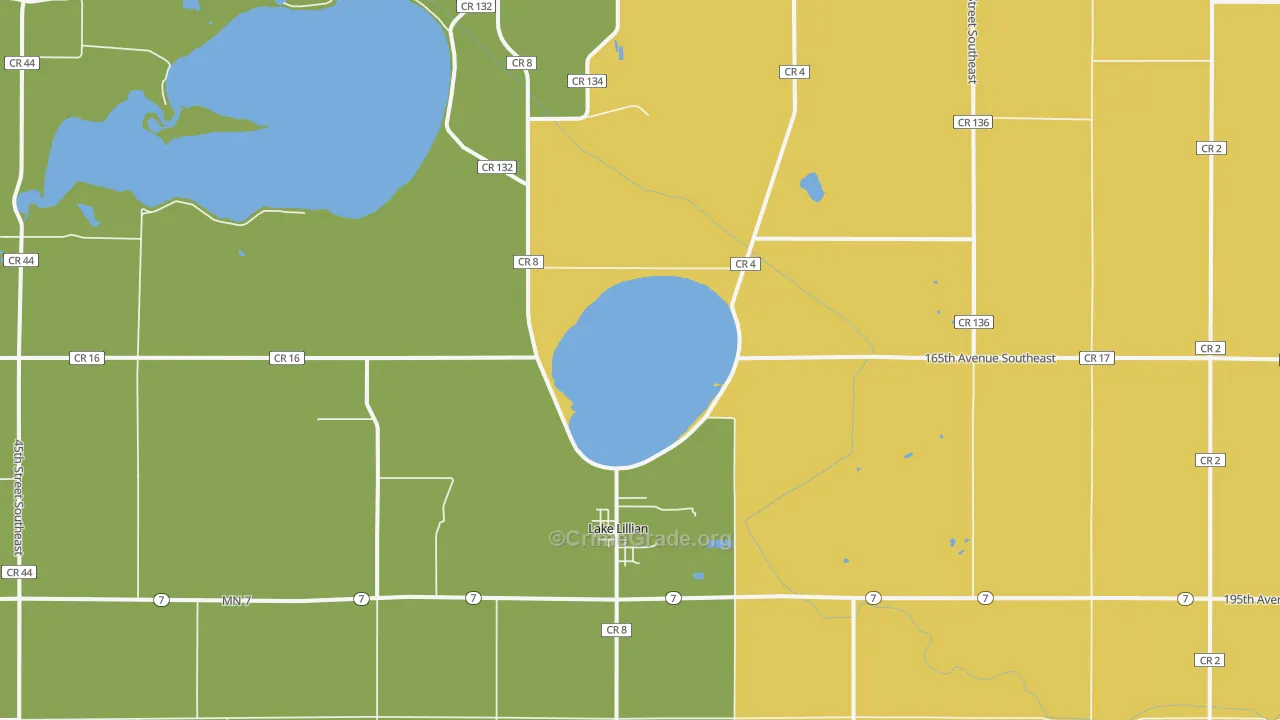 Lake Lillian, MN Map of Assault Rates