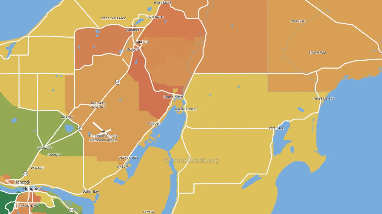 Lake Linden, MI Map of Assault Rates