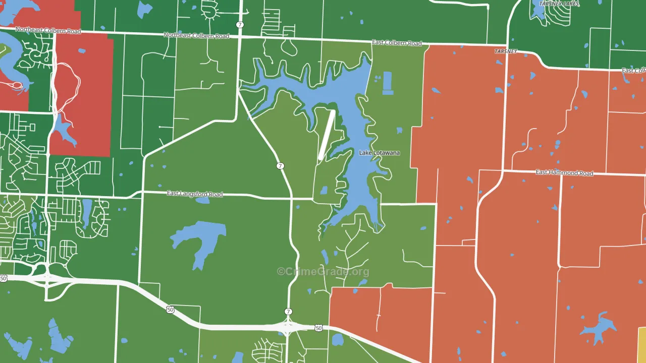 Lake Lotawana, MO Map of Assault Rates