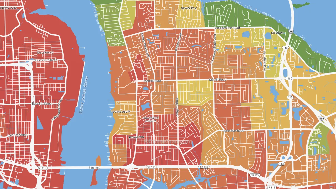 Lake Lucina, Jacksonville, FL Map of Assault Rates