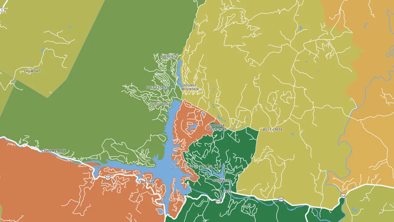 Lake Lure, NC Map of Assault Rates