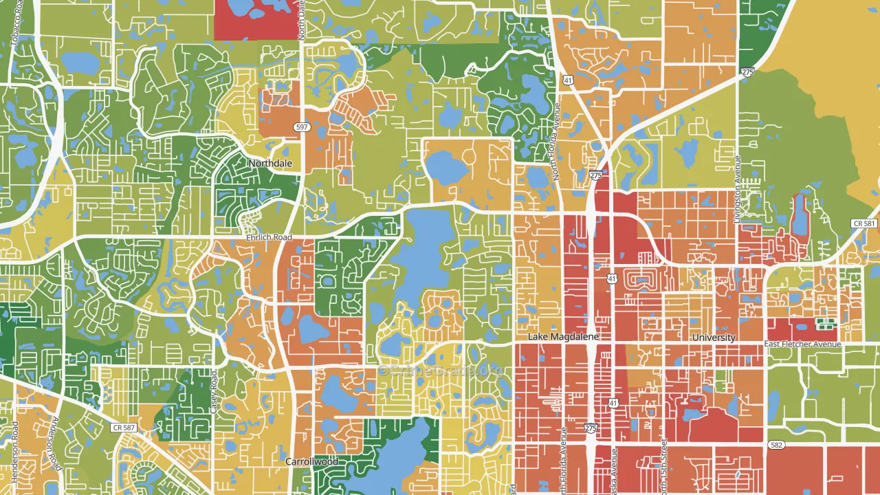 Lake Magdalene, FL Map of Assault Rates