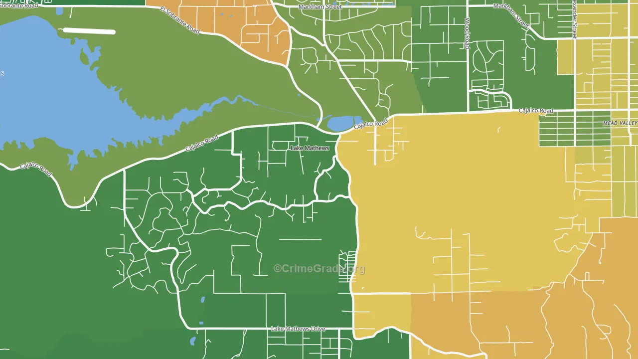 Lake Mathews, CA Map of Assault Rates
