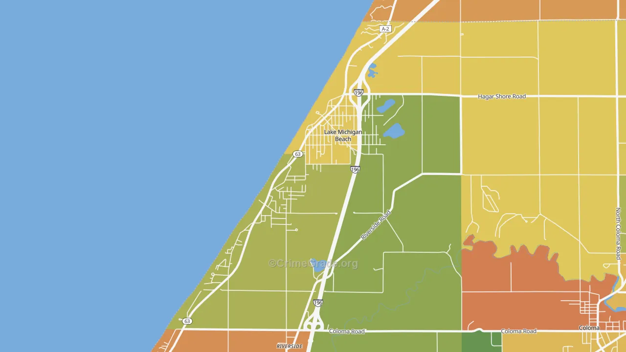 Lake Michigan Beach, MI Map of Assault Rates