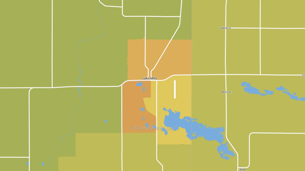 Lake Mills, IA Map of Assault Rates