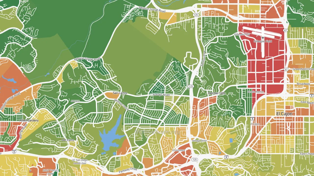 Lake Murray, San Diego, CA Map of Assault Rates