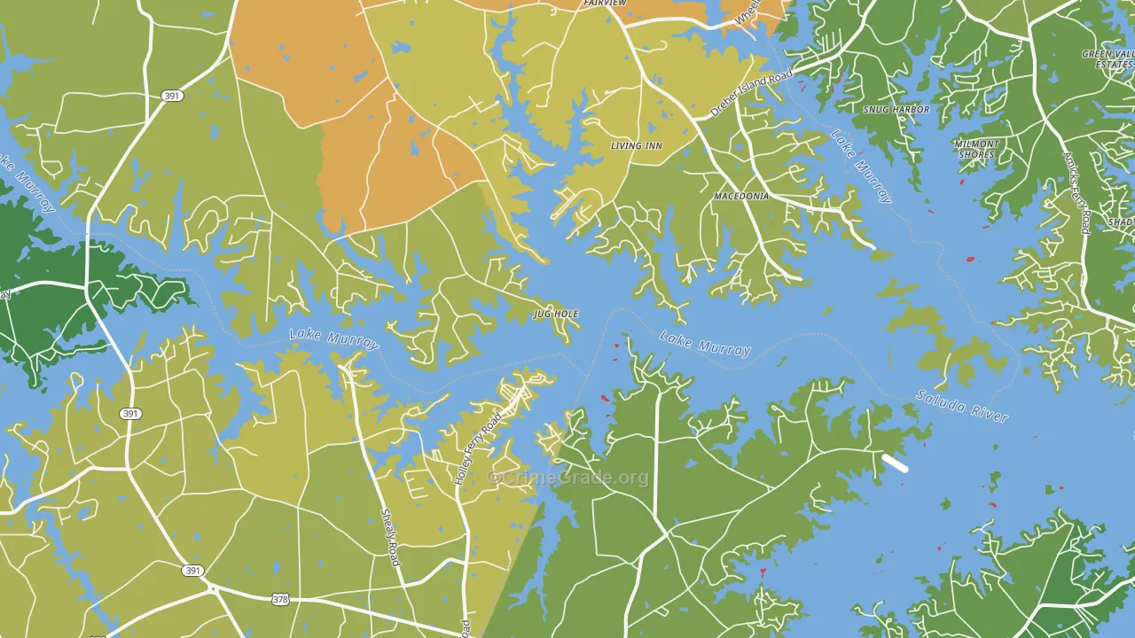 Lake Murray Shores, SC Map of Assault Rates