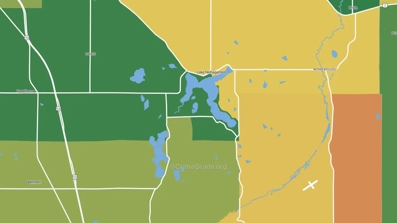 Lake Nebagamon, WI Map of Assault Rates