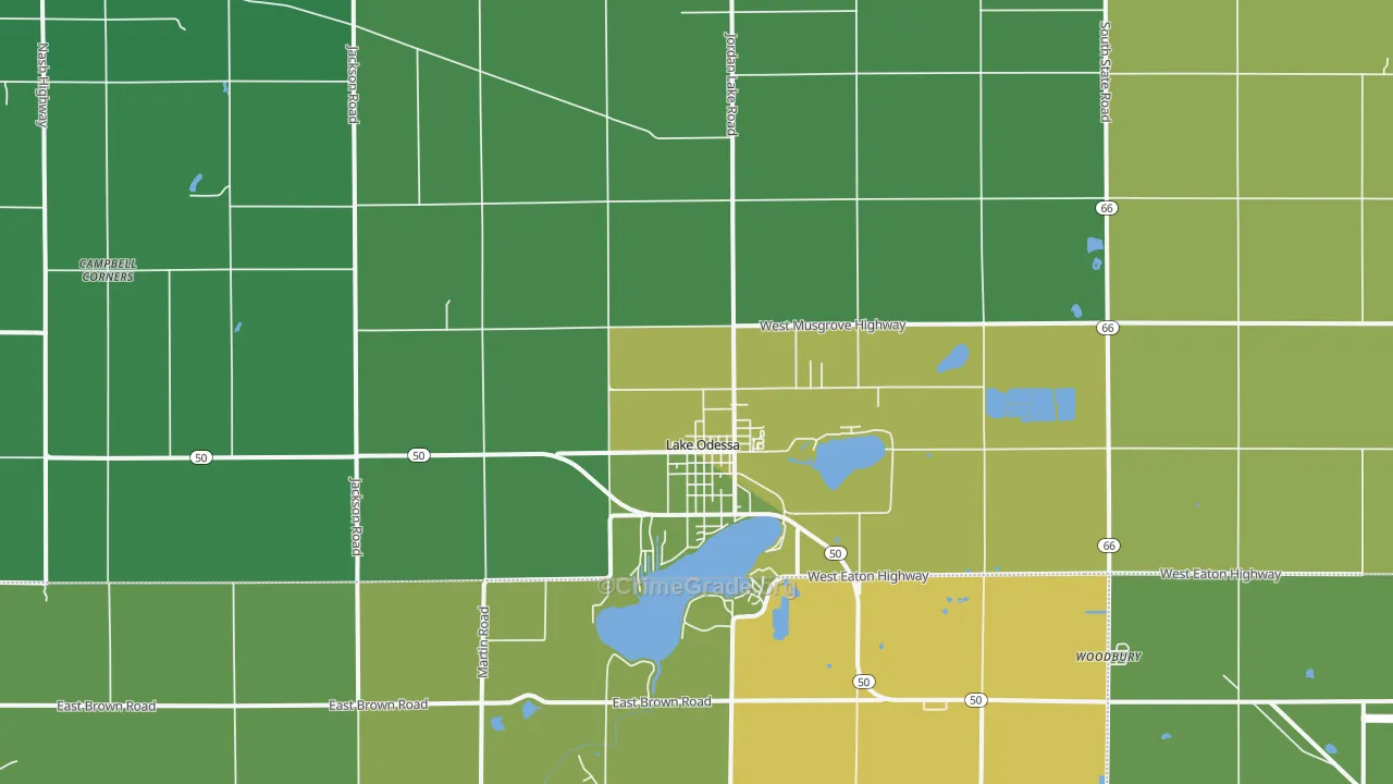 Lake Odessa, MI Map of Assault Rates