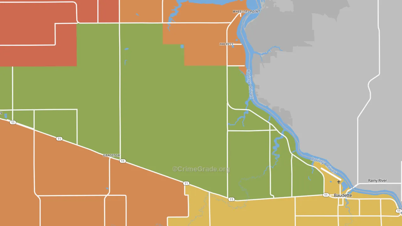Lake of the Woods County, MN Map of Assault Rates