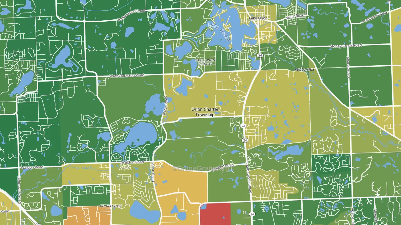 Lake Orion, MI Map of Assault Rates