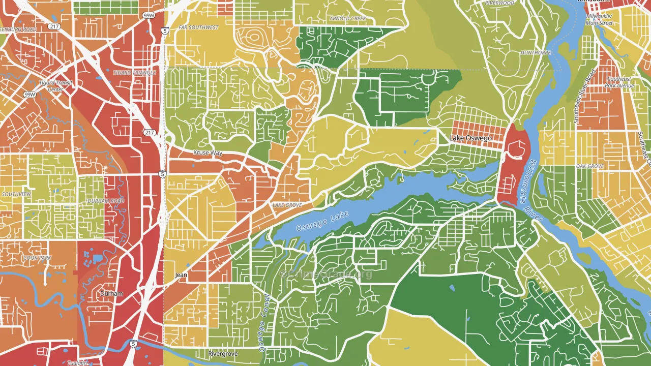 Lake Oswego, OR Map of Assault Rates