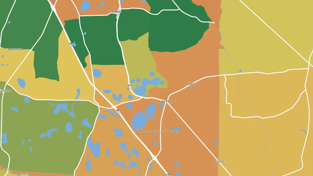Lake Park, GA Map of Assault Rates