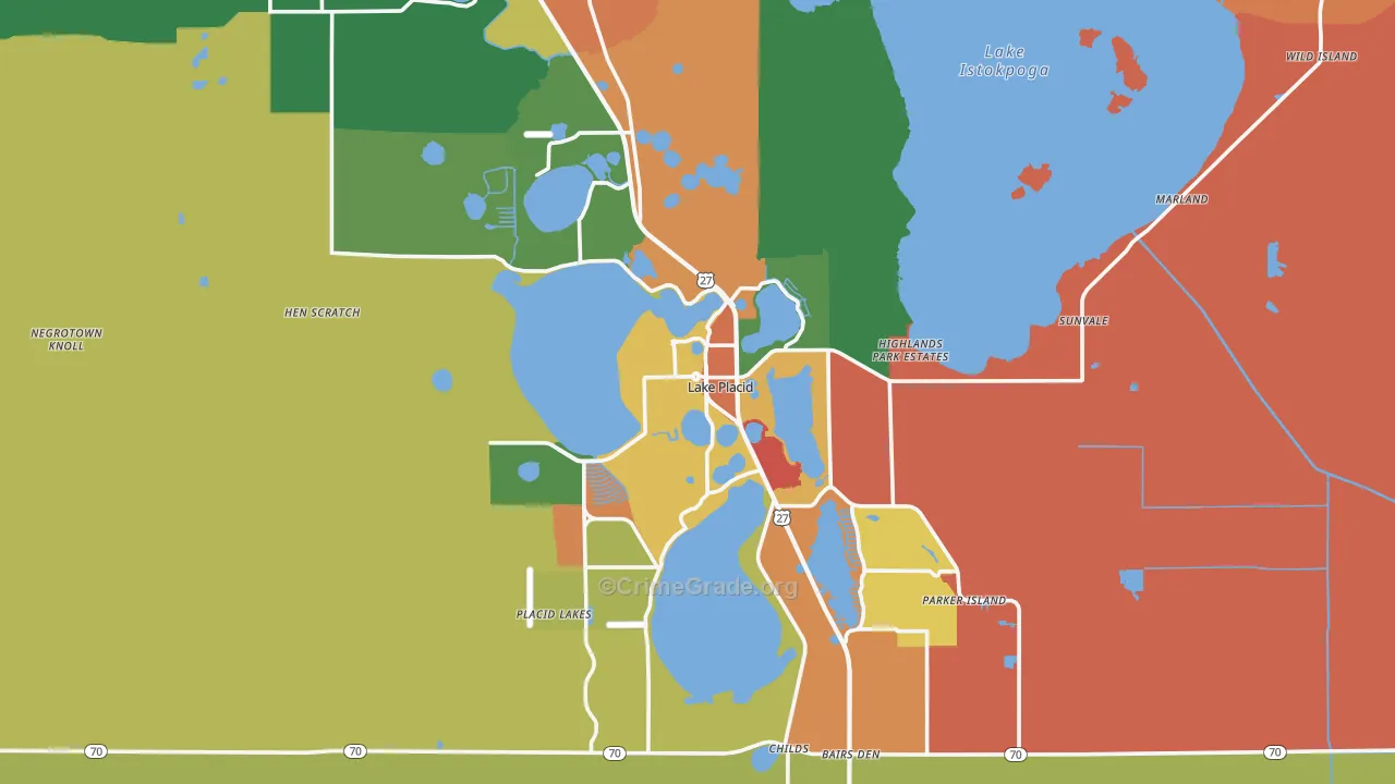 Lake Placid, FL Map of Assault Rates