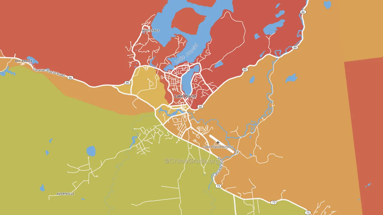 Lake Placid, NY Map of Assault Rates