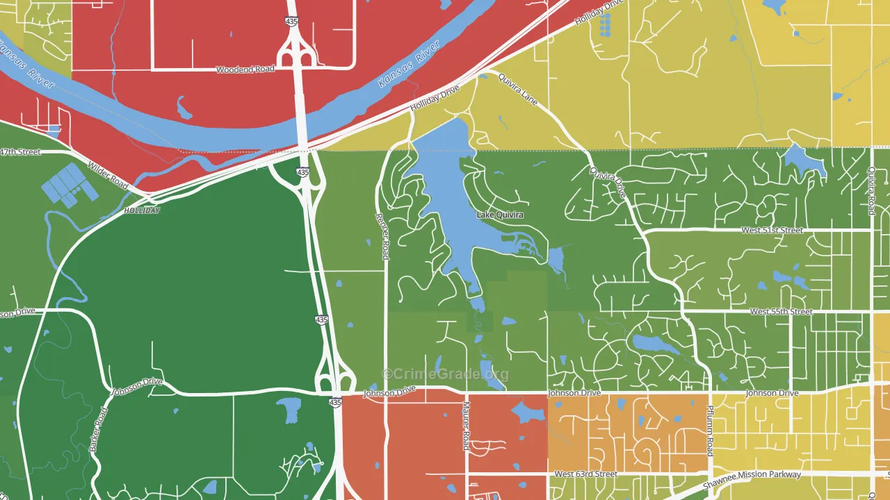 Lake Quivira, KS Map of Assault Rates